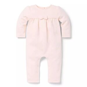 Janie and Jack Soft Pink Baby Girl Quilted Romper with Bow